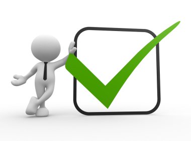 Adam yeşil bir onay kutusuyla