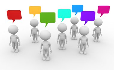 3D insanlar ve boş kabarcıklar.