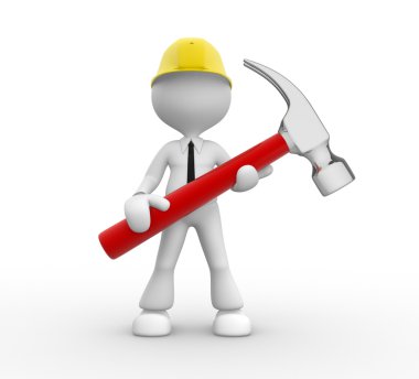 bir çekiç ile 3D adam.