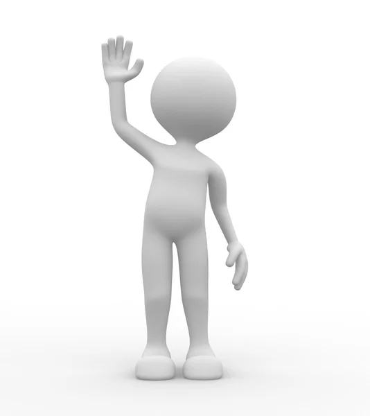 Person with raised hand for greeting — Stock Photo, Image