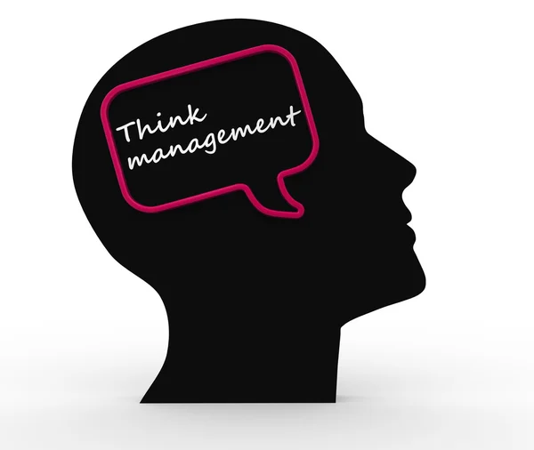 Människans huvud och text tror management — Stockfoto