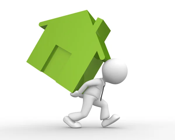 3d man with a house — Stock Photo, Image