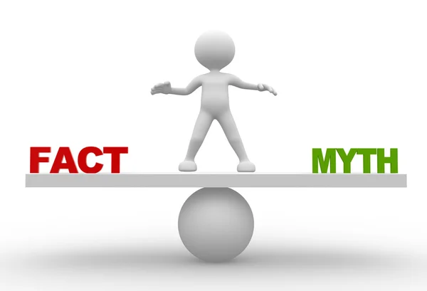 "Facts" and "myths" on balance scale — Zdjęcie stockowe