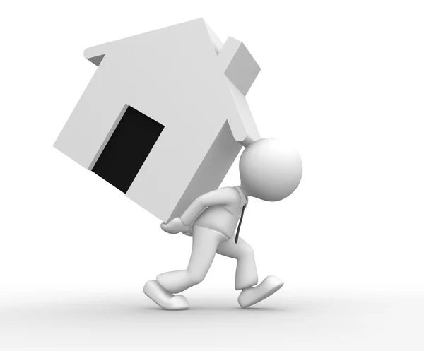 3d man with a house — Stock Photo, Image