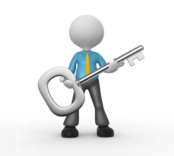 3d man with a key — Stock Photo, Image