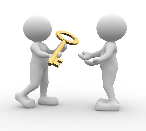 People with a golden key — Stock Photo, Image