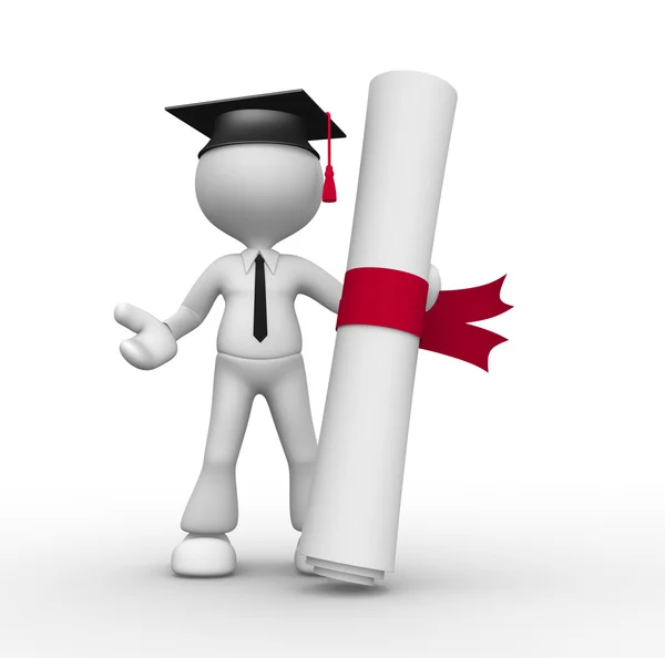 Person with graduation and diploma — Stock Photo, Image