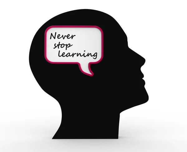 Human head and text  Never stop learning — Stock Photo, Image