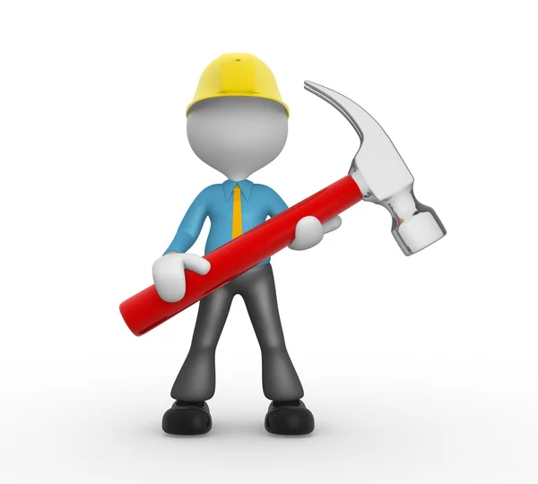 3d man with a hammer. — Stock Photo, Image