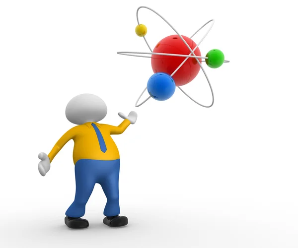 3D człowiek z pojęciowy struktura atomu — Zdjęcie stockowe