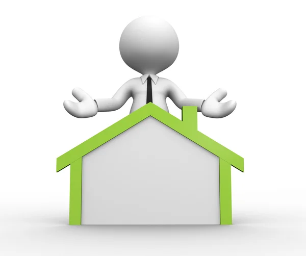 3d man with a house icon — Stock Photo, Image