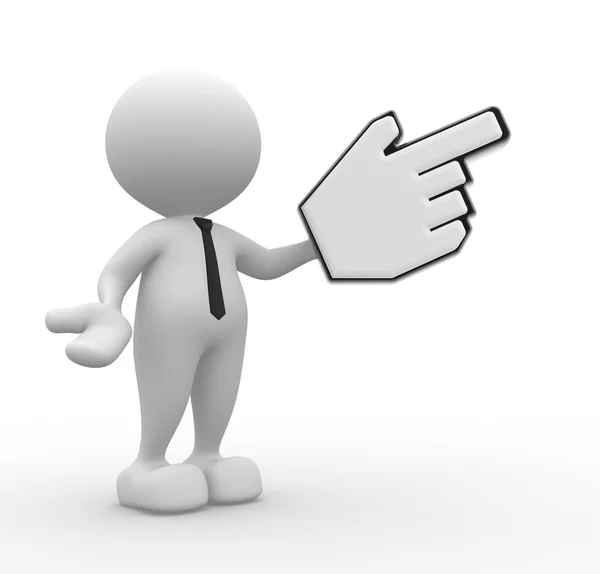 Man pointing with big mouse cursor. Royalty Free Stock Images