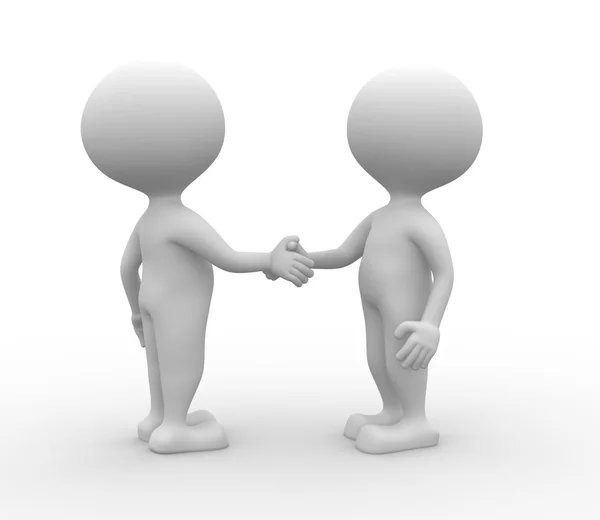 3d  men friendly handshake. — Stock Photo, Image