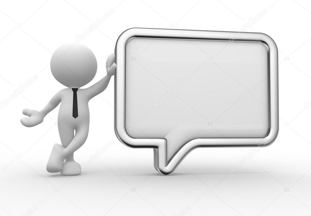 Person with blank speech bubble