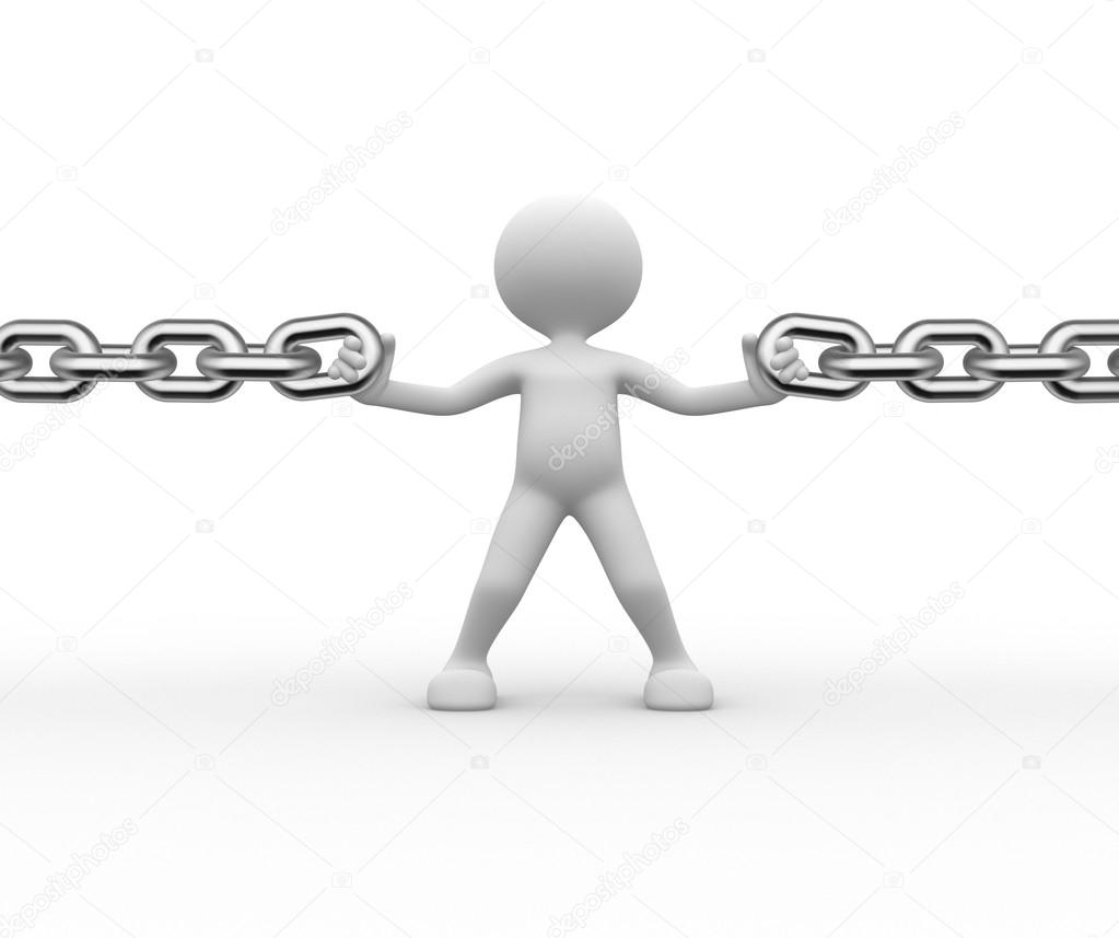 Person with chain in hands