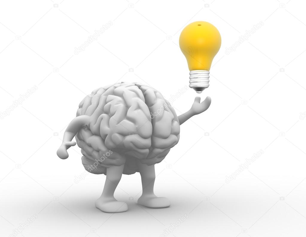 Brain and a light bulb