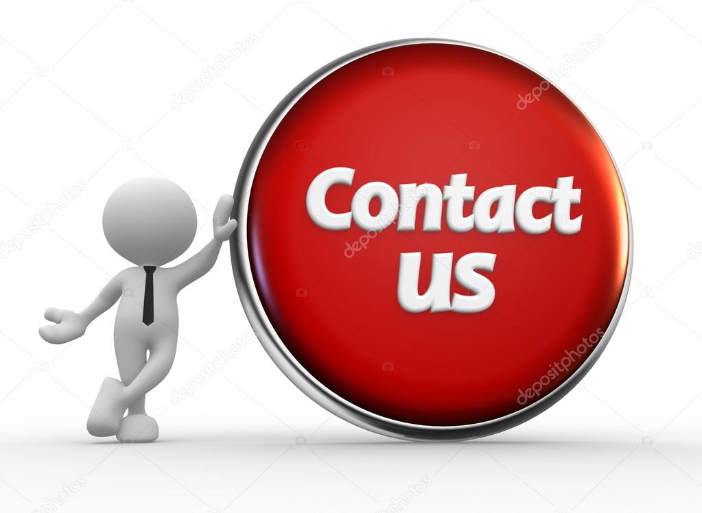 Man with button Contact us