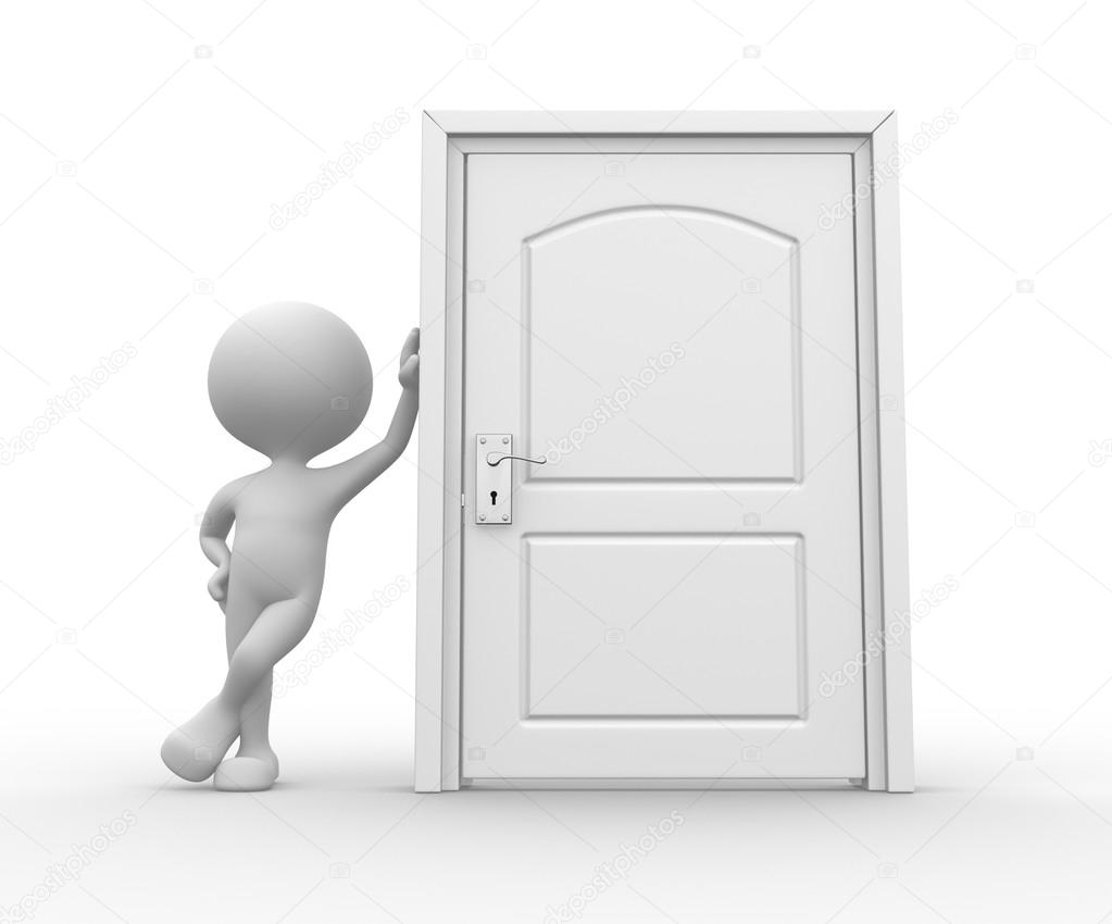 Person and closed door