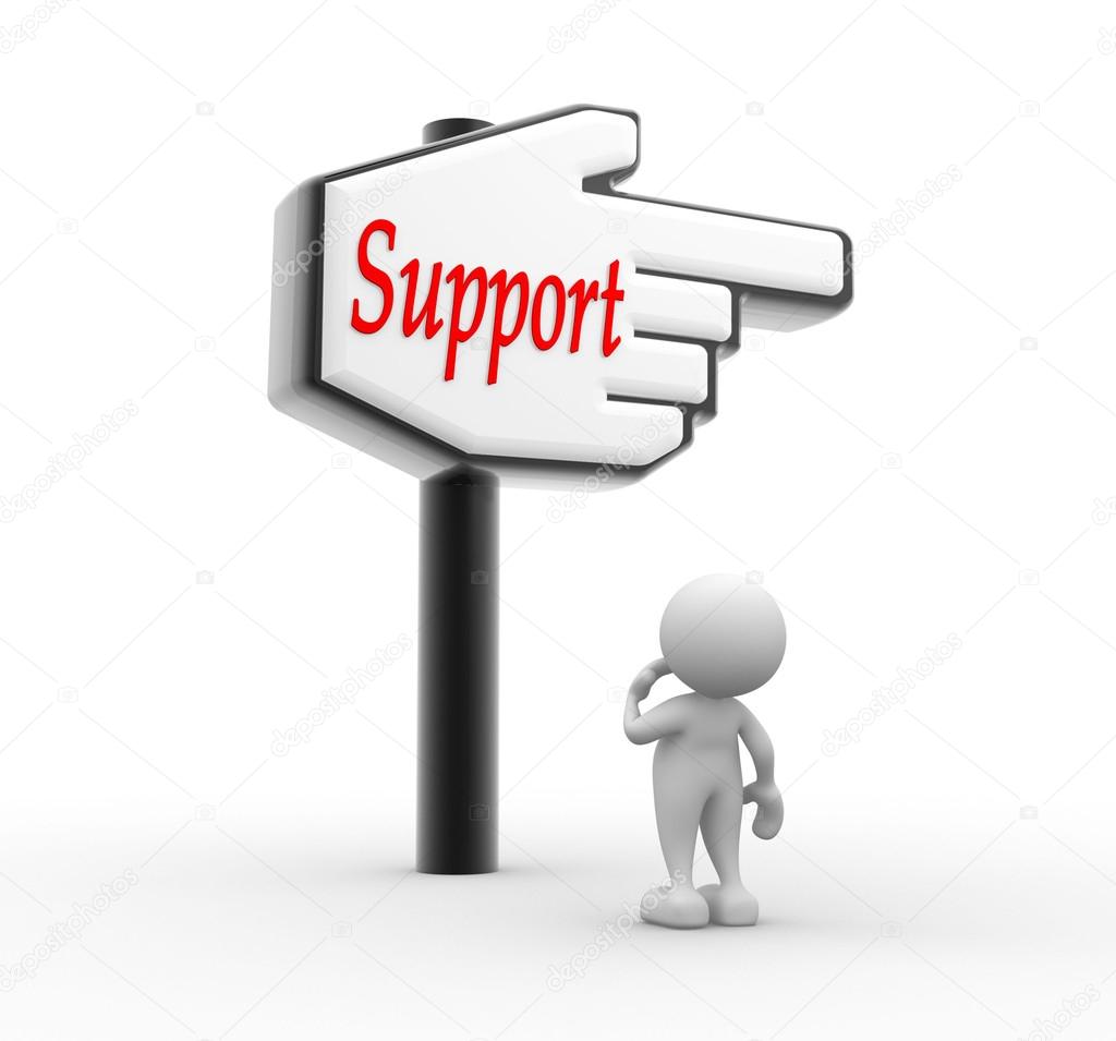 Man with hand cursor and sign Support Stock Photo by ©orlaimagen 62059477