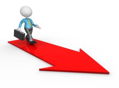 3d işadamı oku yürüyüş.