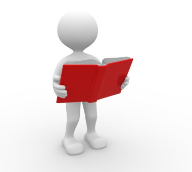açık bir kitap ile 3D adam