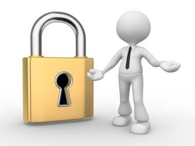 Kişi kilit anahtar deliği ile