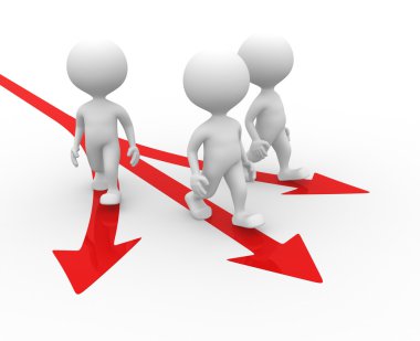 İnsanlar ve yön işaretleri