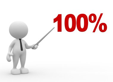 yüzde işareti ile 3D adam