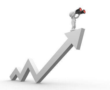 Bir ok üzerinde bir dürbün ile işadamı