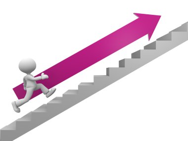 Kişi runnning merdiven ve ok