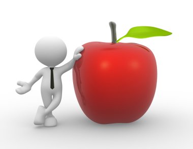 Man with an red apple clipart