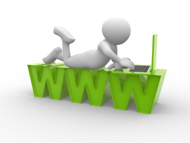 Dizüstü bilgisayarı olan adam.