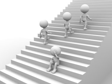 Merdivenlerde oturan kişi