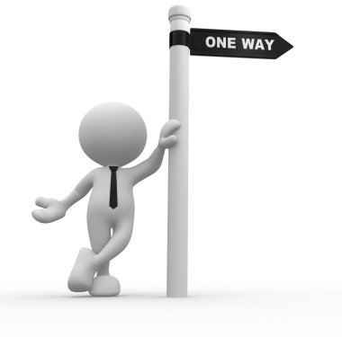 Adam yol işaret ve word tek yön