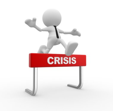 Üzerinde bir engel engel atlama işadamı kriz başlıklı