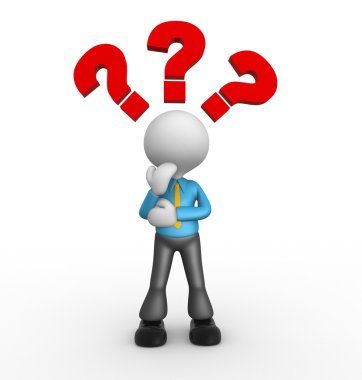 Person and question marks clipart