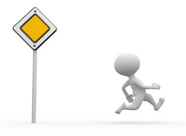 Öncelik yol levhası olan kişi