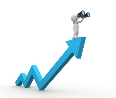 Bir ok üzerinde bir dürbün ile işadamı