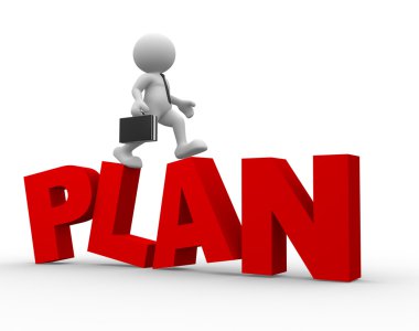 Evrak çantası ve kelime planı ile işadamı
