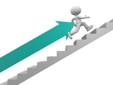 Kişi runnning merdiven ve ok