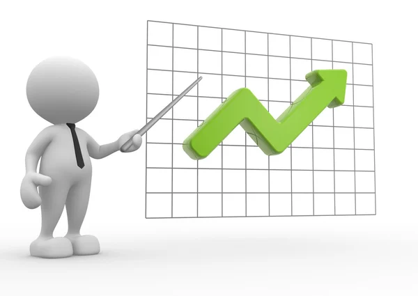 Man with  a growth graph — Stock Photo, Image