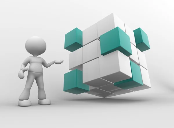 3d man with cubes. — Stock Photo, Image