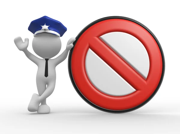 Polizist mit Stoppschild — Stockfoto