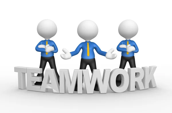 Mannen met woord teamwork — Stockfoto