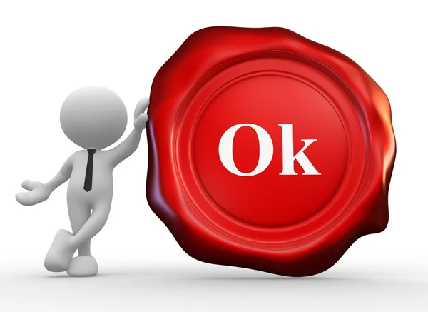 Person with OK wax seal — Stock Photo, Image