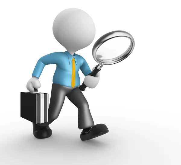 Person with big magnifier glass — Stock Photo, Image