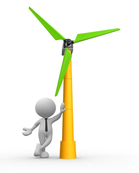 Person with wind turbine — Stock Photo, Image