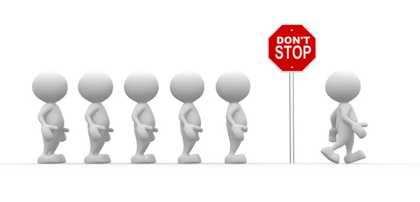Lidé s dopravní značkou Don't stop. — Stock fotografie