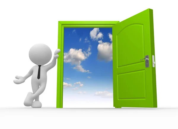 Man and an open door to heaven — Stock Photo, Image