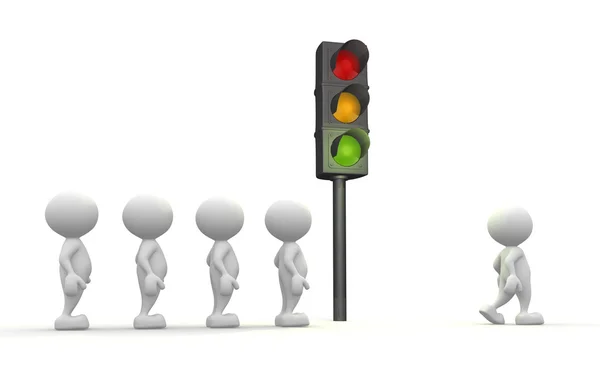 People with a traffic light — Stock Photo, Image